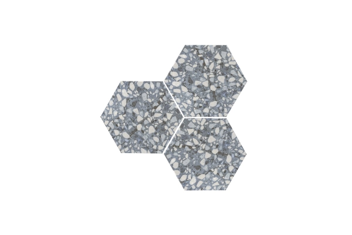 Hexagon Blue Terrazzo Effect Tiles