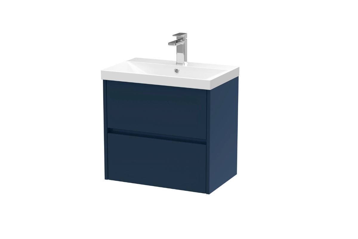 Wall Hung 2 Drawer Unit & Basin - Midnight Blue Matt