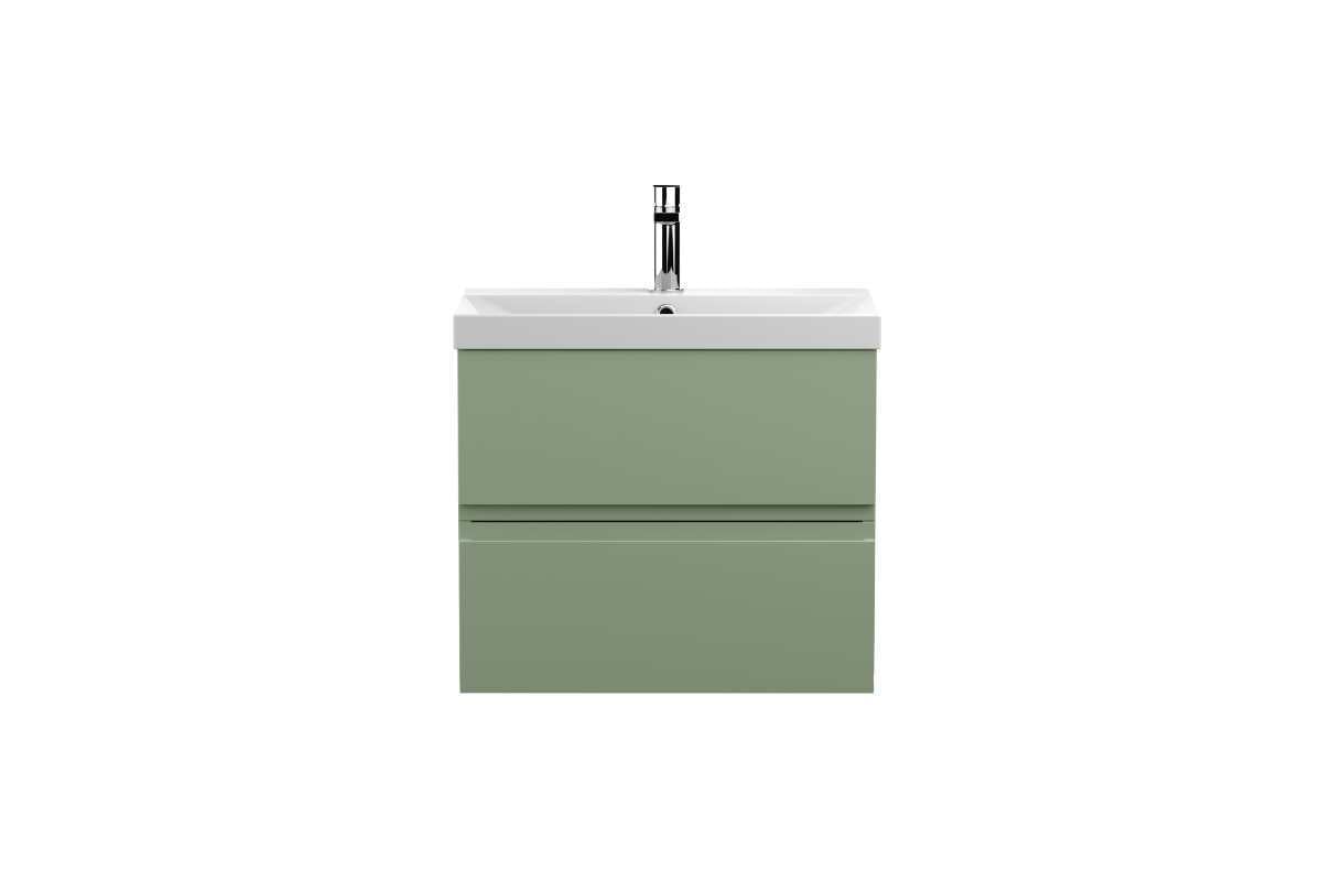 Wall Hung 2-Drawer Unit & Basin - Satin Green Wall Hung 2-Drawer Unit & Basin - Satin Green