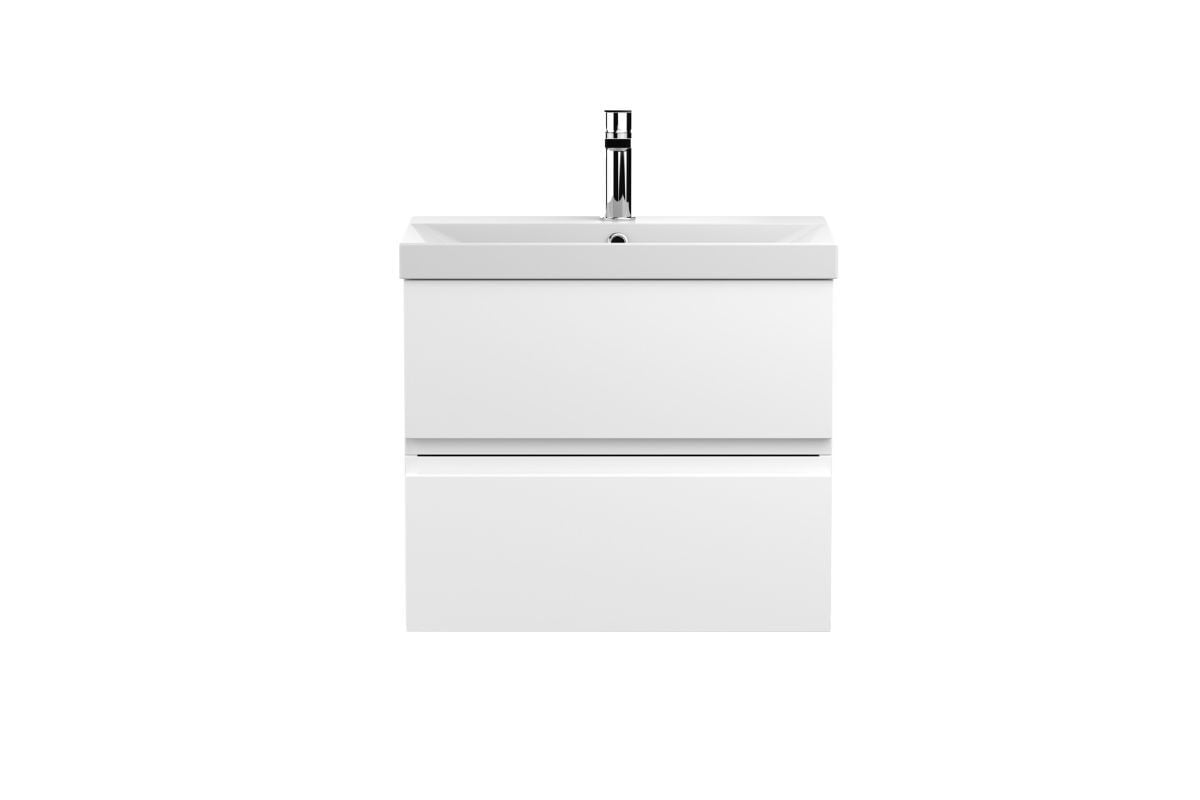 Wall Hung 2-Drawer Unit & Basin - White Satin Wall Hung 2-Drawer Unit & Basin - White Satin