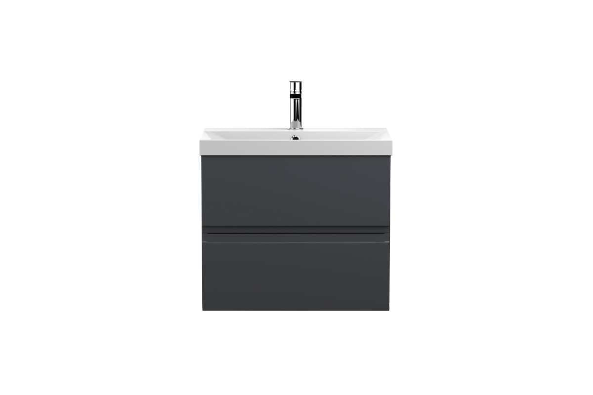 Wall Hung 2 Drawer Unit and Basin - Soft Black
