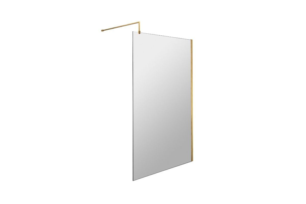 1000mm Wetroom Screen and Support Bar - Brushed Brass