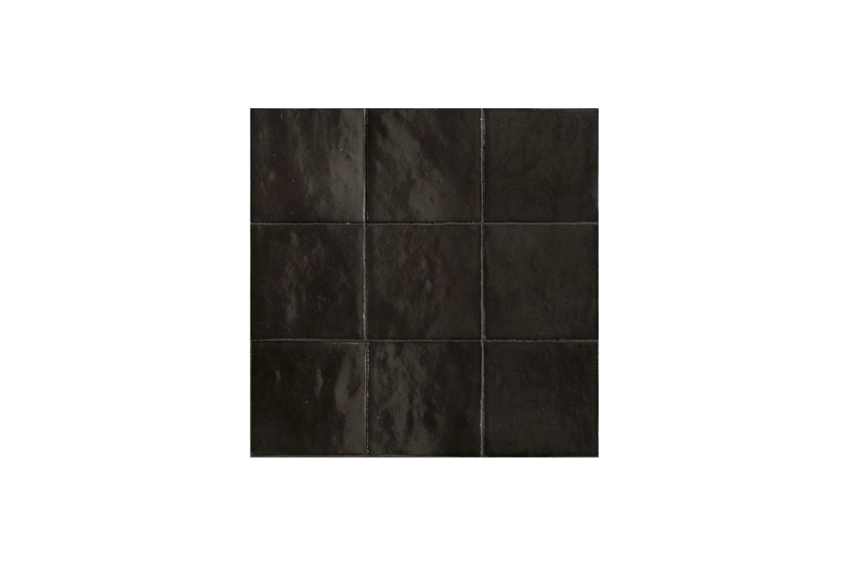 Zellige Black Gloss Ceramic Square Tiles 10x10cm