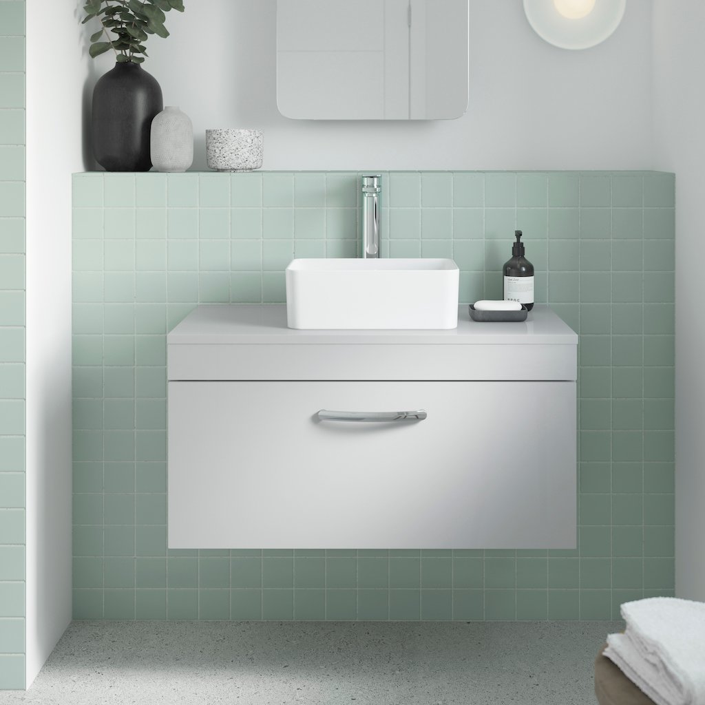 800mm Wall Hung Cabinet With Grey Worktop