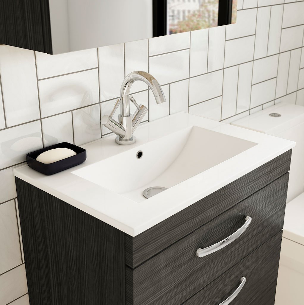 Hacienda Black 600mm Floor Standing Vanity & Basin