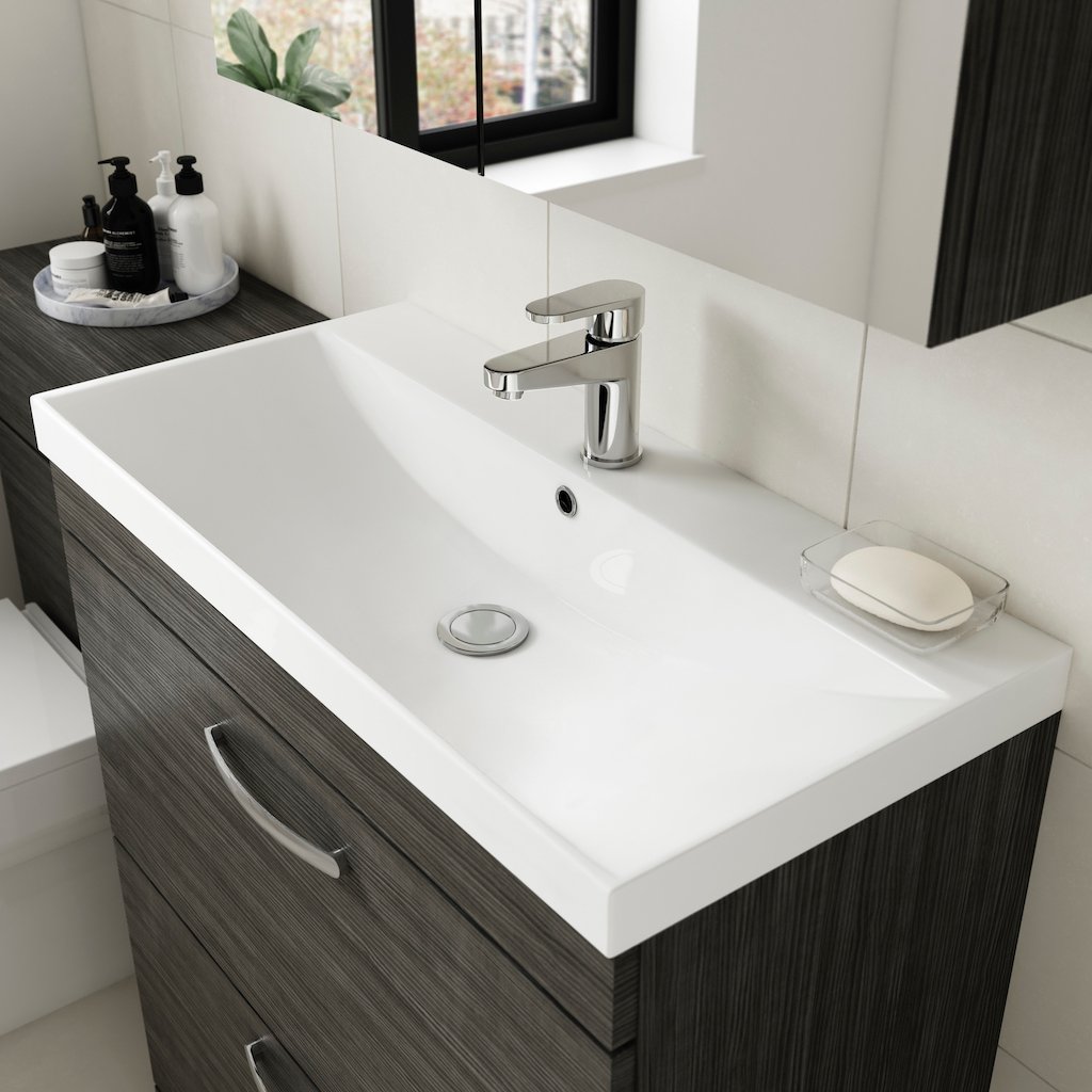 Hacienda Black 800mm Floor Standing Vanity & Basin