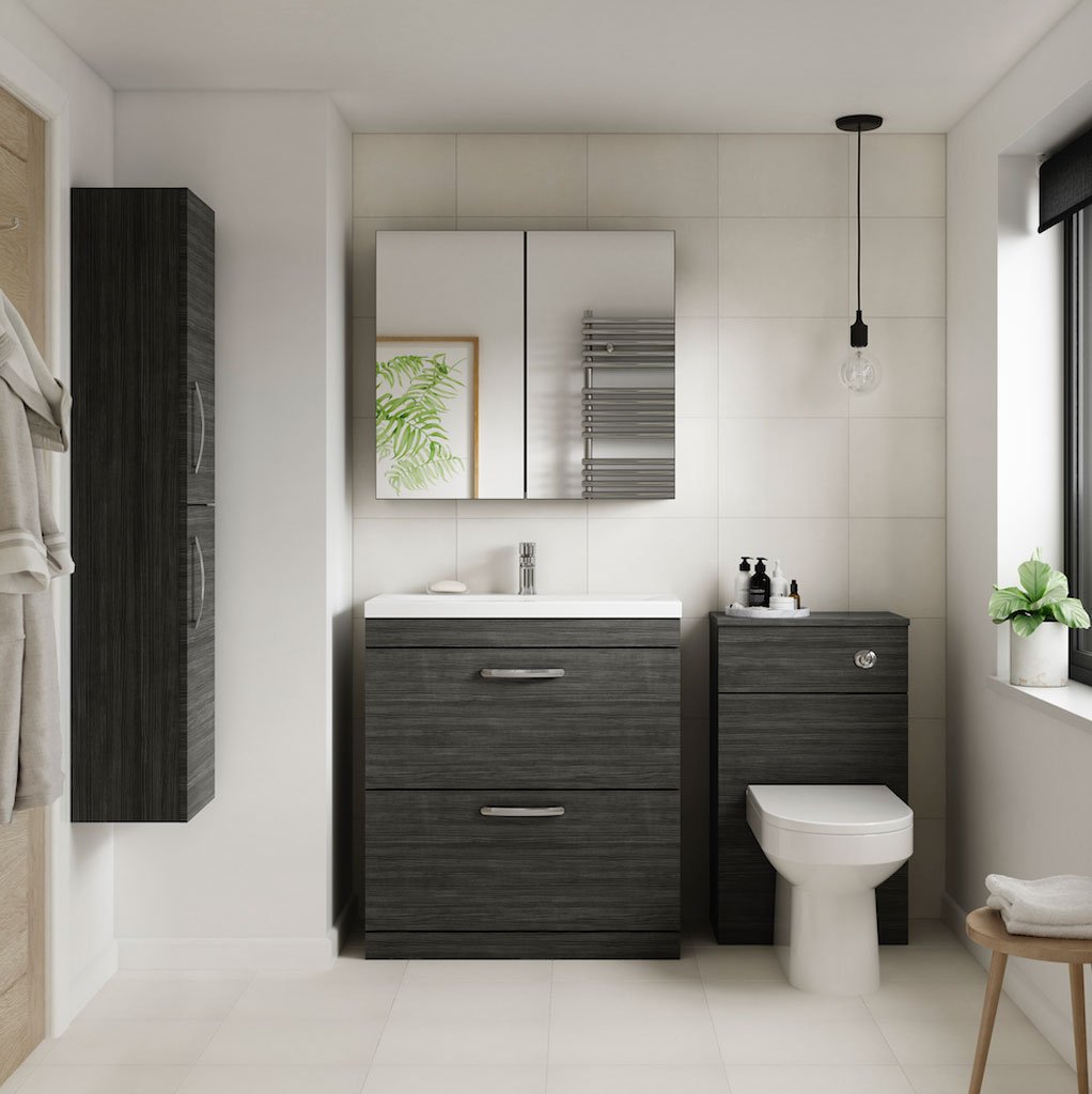 Hacienda Black 800mm Floor Standing Vanity & Mid-Edge Basin