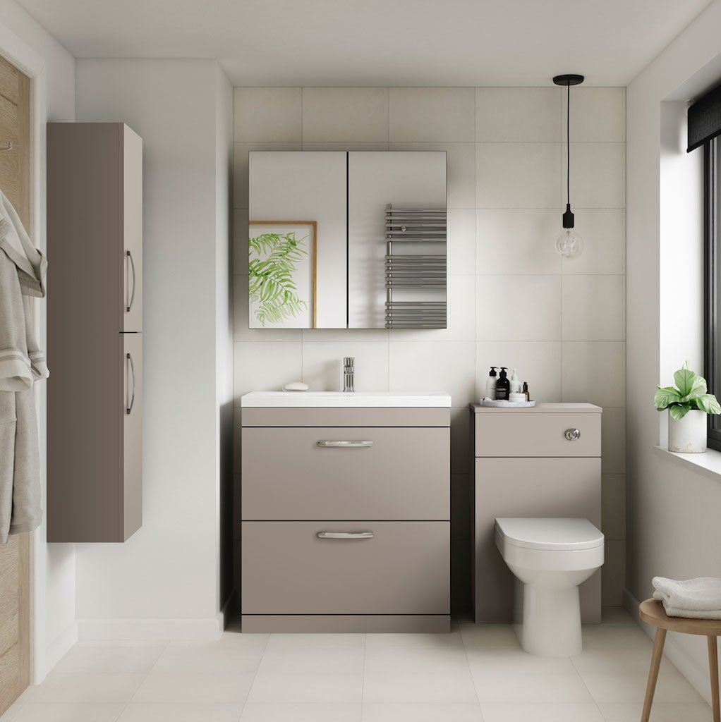Stone Grey 800mm Floor Standing Vanity With Mid-Edge Basin