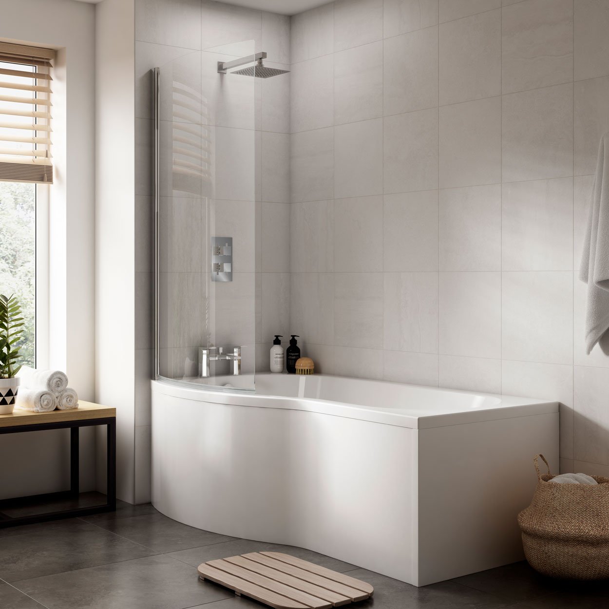 B-Shaped Shower Bath