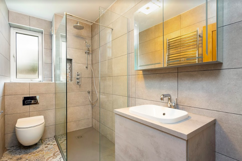 Modern Featured Tiles Grey Bathroom