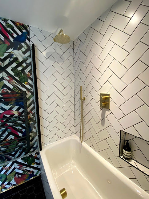 Wallpapered Bathroom