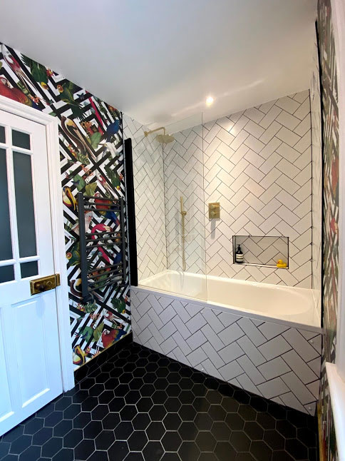 Wallpapered Bathroom